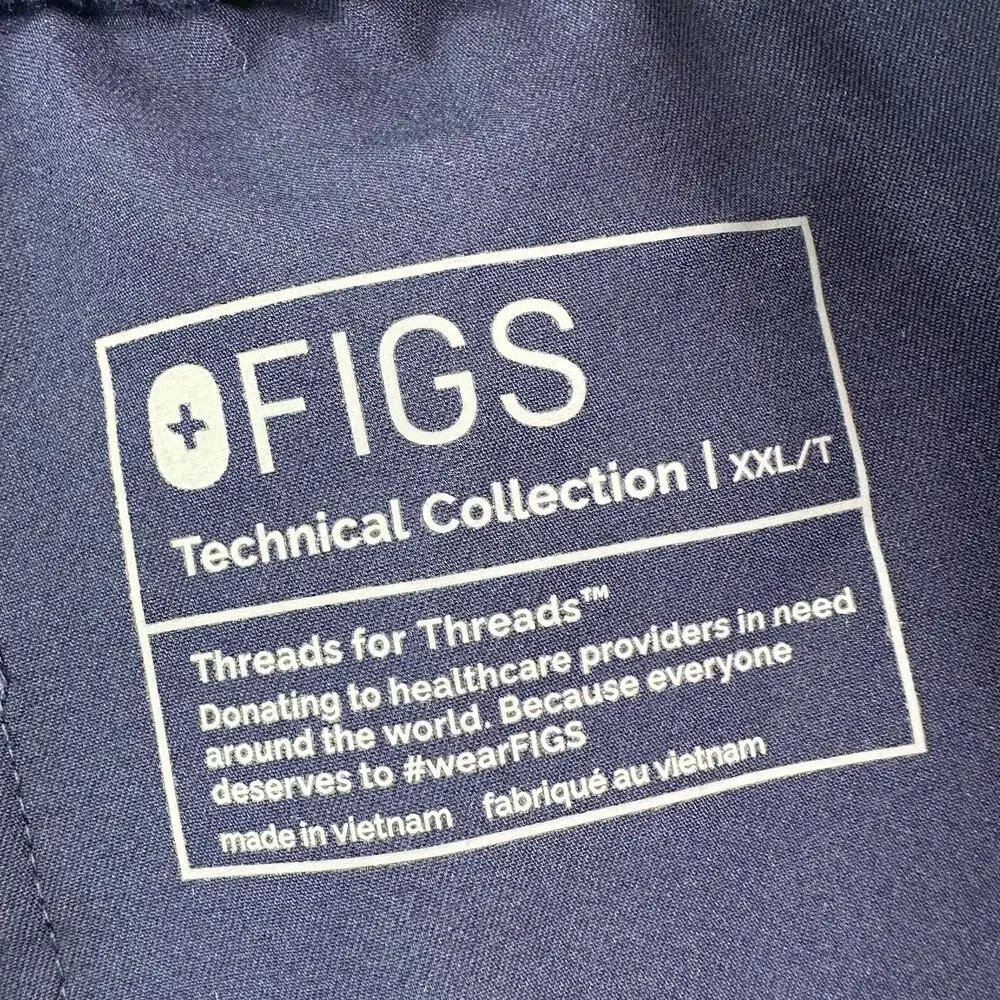 Figs Cairo Cargo Scrub Pants Mens XXL Tall Navy Blue Medical Pockets Drawstring